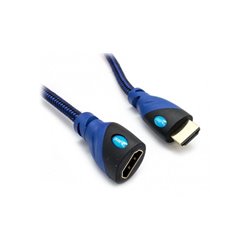 Cabo HDMI Revestido v1.4 MF 30AWG Azul Preto 1.8m