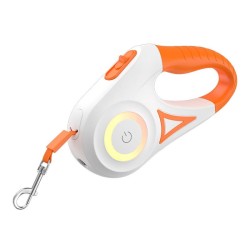 Trela Cão Automática Rojeco 5 Metros Branca Laranja