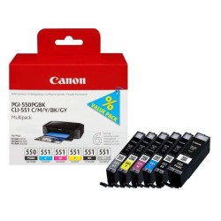 Multi Pack Tinteiros Originais Canon PGI-550 / CLI-551 PGBK/C/M/Y/BK/GY