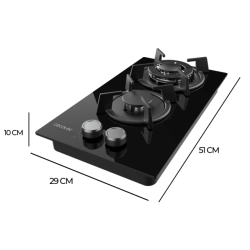 Placa Gás Cecotec Bolero Squad G 2200S Glass Black 29x51cm