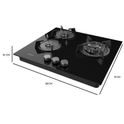 Placa Gas Cecotec Bolero Squad G 3200S Glass Black 58x51cm