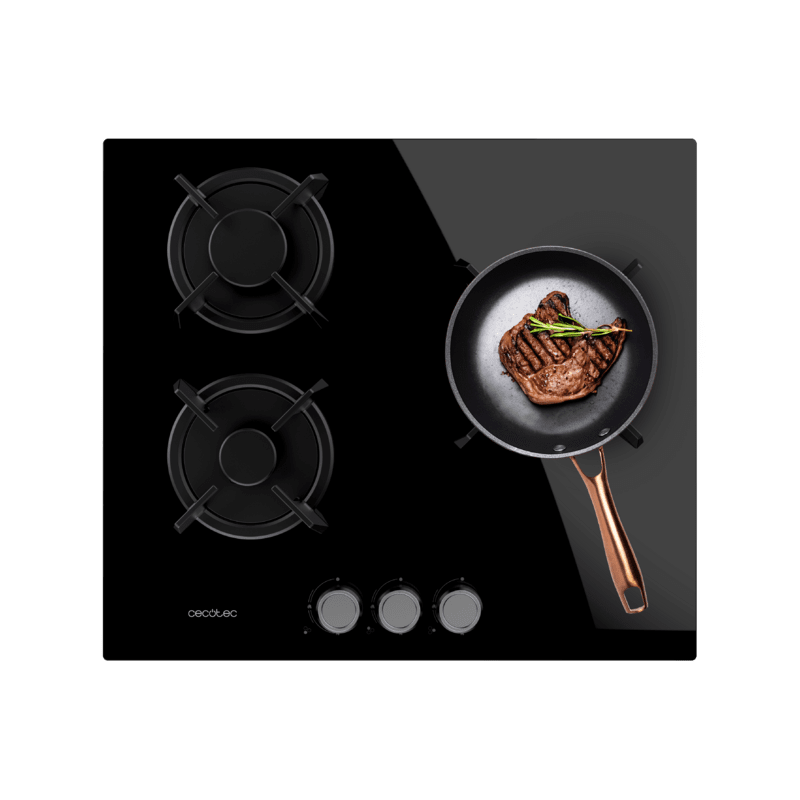 Placa Gas Cecotec Bolero Squad G 3200S Glass Black 58x51cm