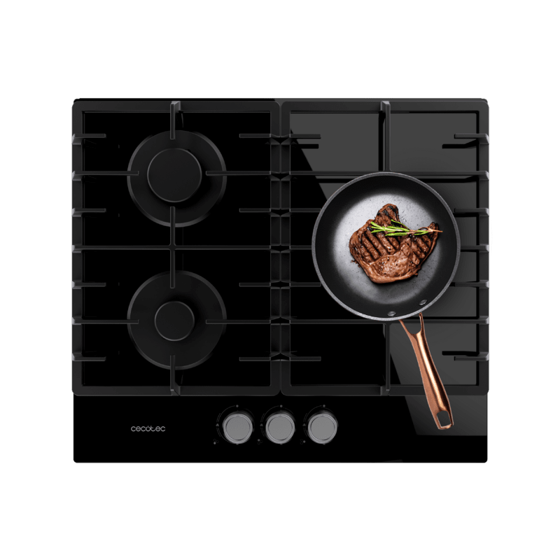 Placa Gás Cecotec Bolero Squad G 3200F Glass Black 58x51cm
