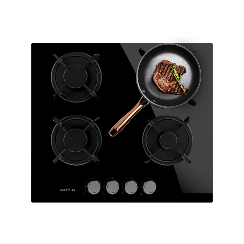 Placa Gás Cecotec Bolero Squad G 4200S Glass Black 58x51cm