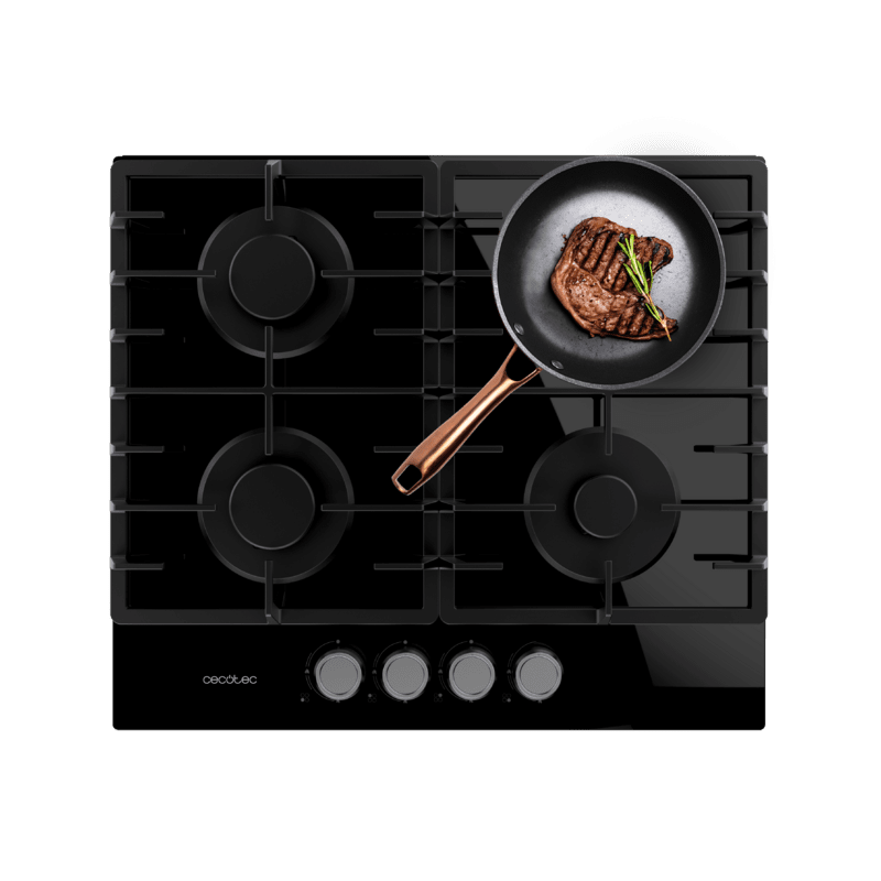 Placa Gás Cecotec Bolero Squad G 4200F Glass Black 58x51cm